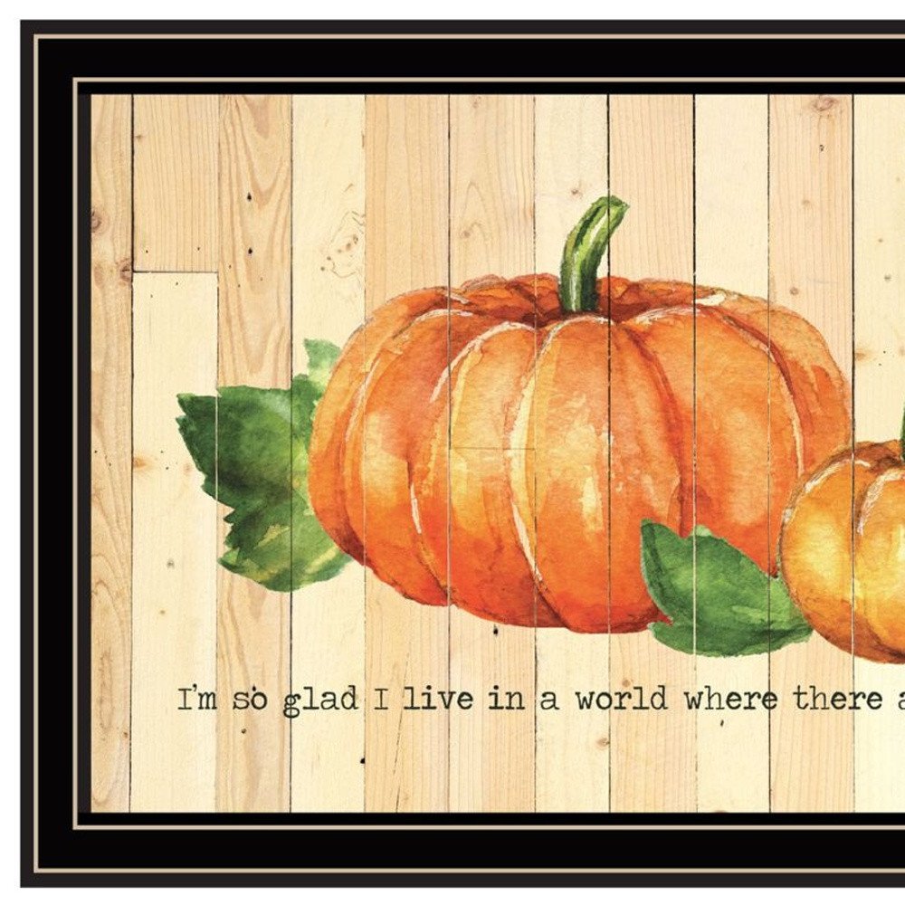 Set Of Two Happy Fall-October Pumpkins Black Framed Wall Art — view 2