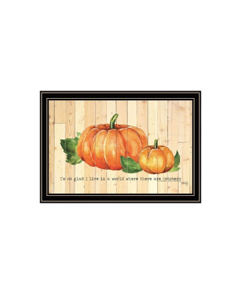 Set Of Two Happy Fall-October Pumpkins Black Framed Wall Art — view 3