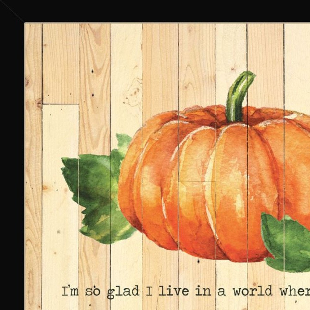 Set Of Two Happy Fall Pumpkins Distressed Black Framed Wall Art