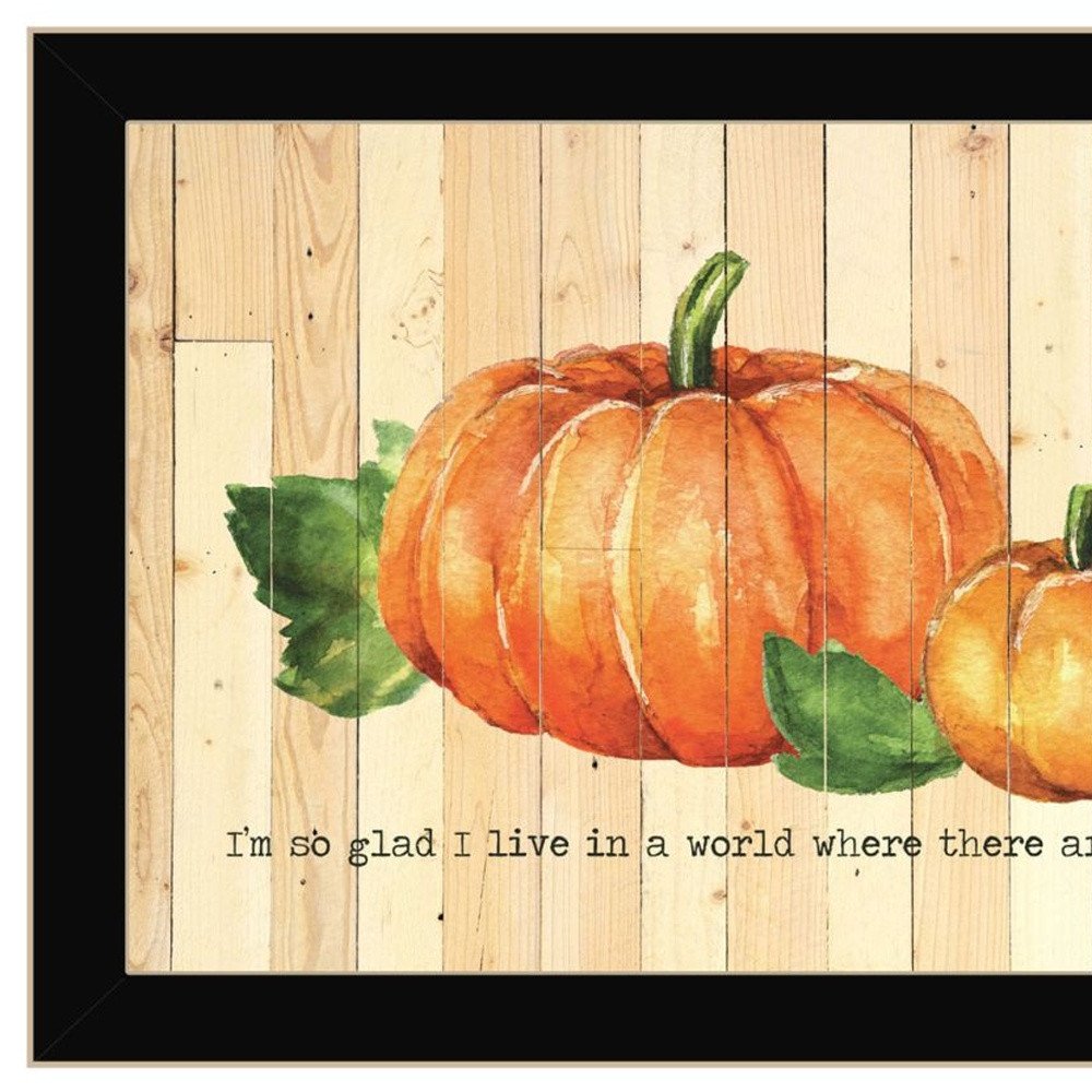 Set Of Two Happy Fall Pumpkins Distressed Black Framed Wall Art — view 3