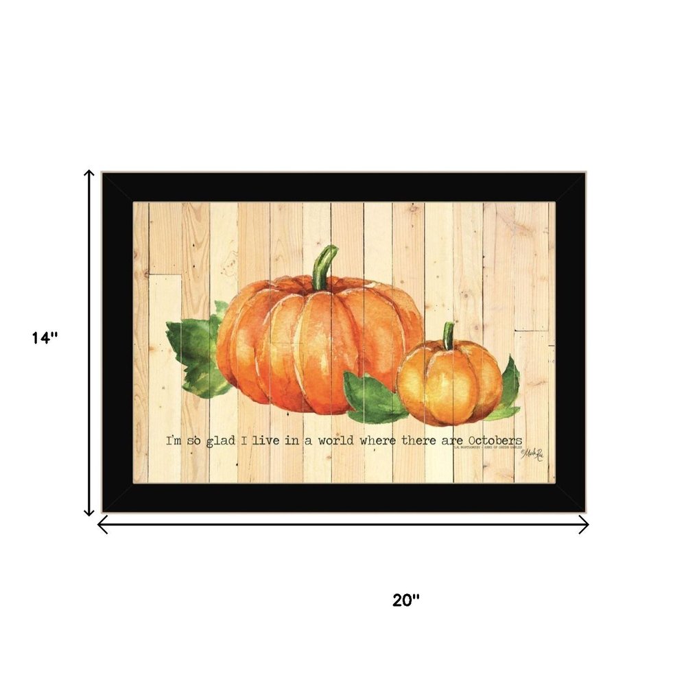 Set Of Two Happy Fall Pumpkins Distressed Black Framed Wall Art — view 6