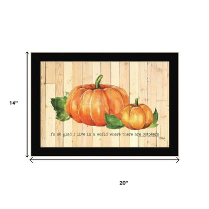Set Of Two Happy Fall Pumpkins Distressed Black Framed Wall Art
