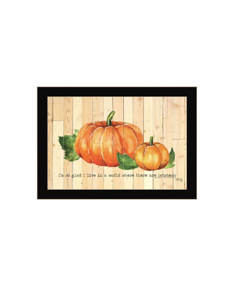 Set Of Two Happy Fall Pumpkins Distressed Black Framed Wall Art