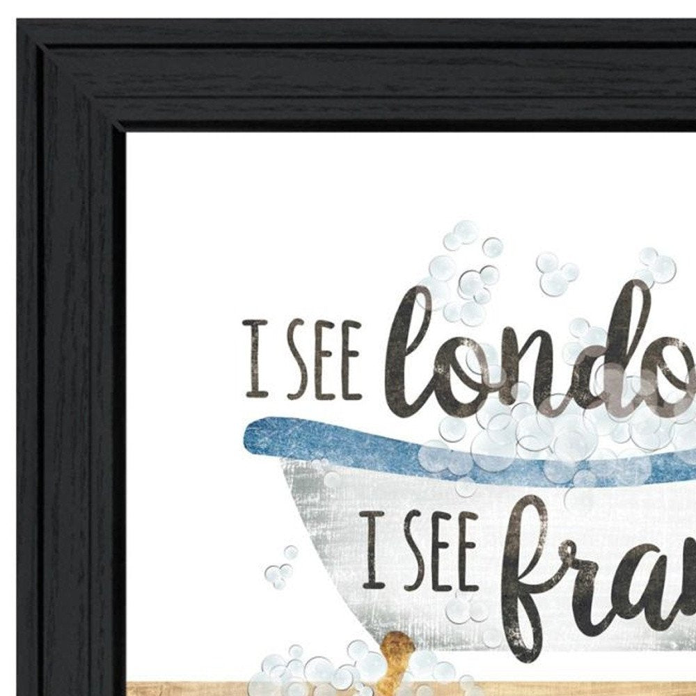 Set Of Two I See London And I See France Black Framed Bathroom Wall Art