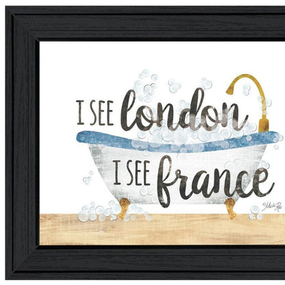 Set Of Two I See London And I See France Black Framed Bathroom Wall Art
