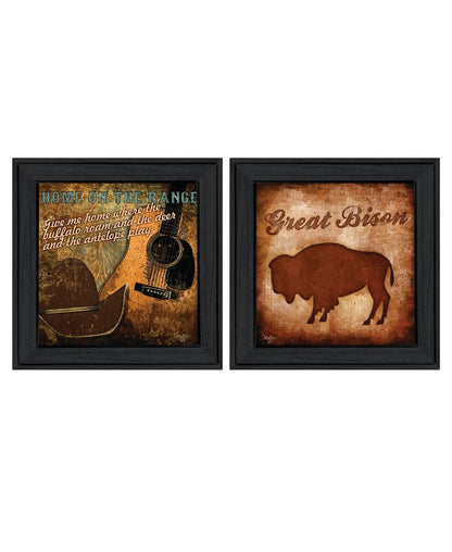 Set Of Two Home on the Range-Western Black Framed Wall Art