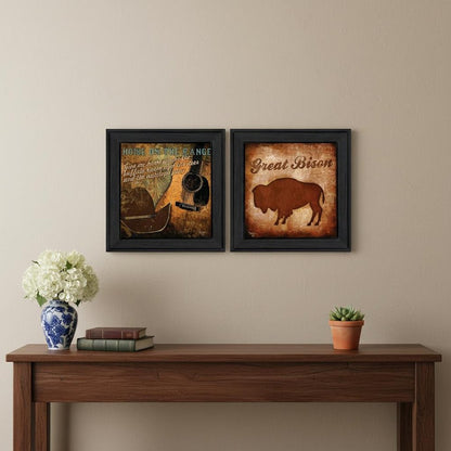 Set Of Two Home on the Range-Western Black Framed Wall Art