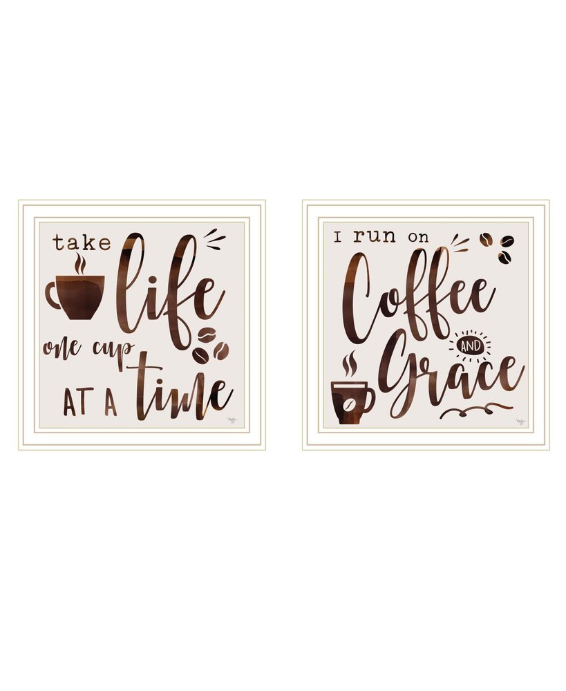 Set Of Two One Cup At A Time! Black Framed Kitchen Wall Art — view 1