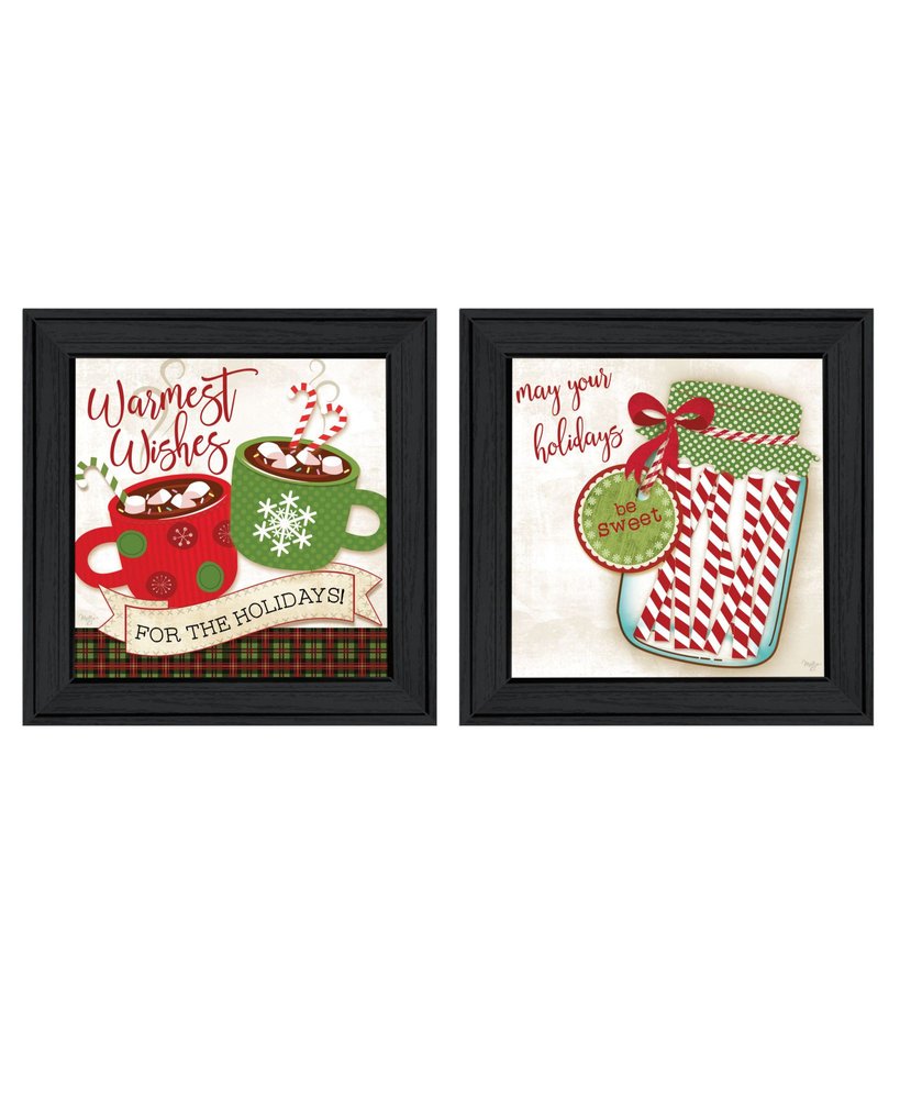 Set Of Two Hot Cocoa And Candy Canes Black Framed Kitchen Wall Art — view 1