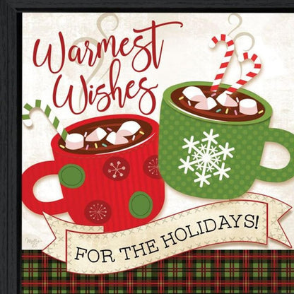 Set Of Two Hot Cocoa And Candy Canes Black Framed Kitchen Wall Art