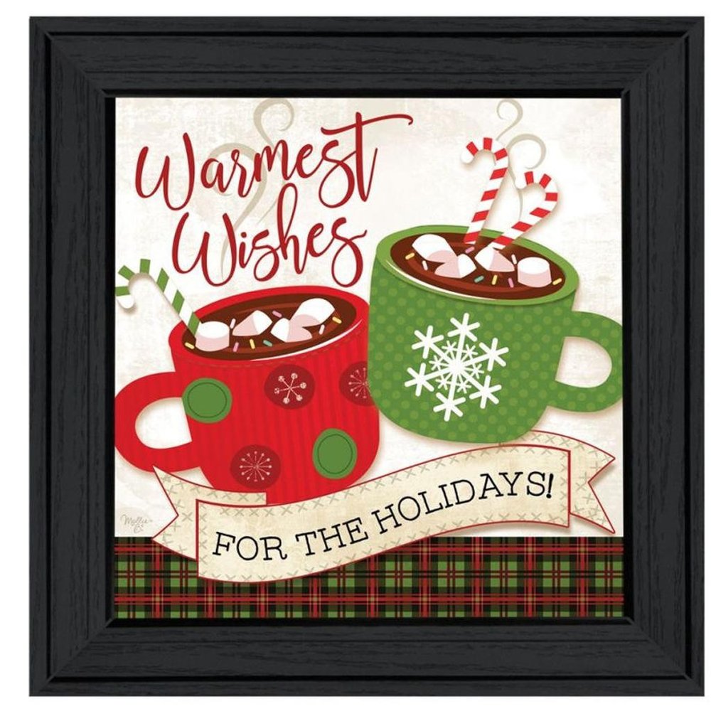 Set Of Two Hot Cocoa And Candy Canes Black Framed Kitchen Wall Art — view 3