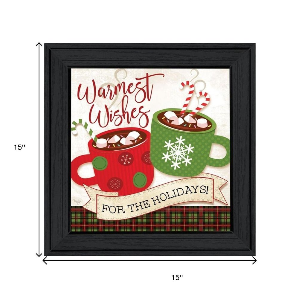 Set Of Two Hot Cocoa And Candy Canes Black Framed Kitchen Wall Art