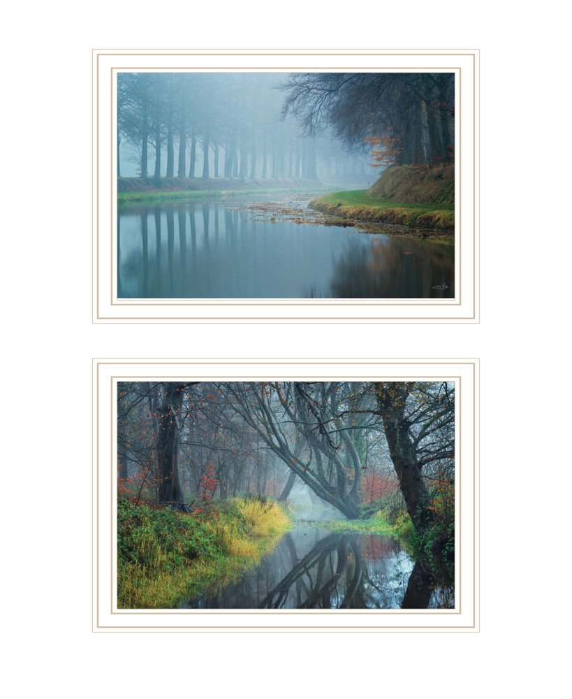 Set Of Two Misty Rivers White Framed Wall Art — view 1