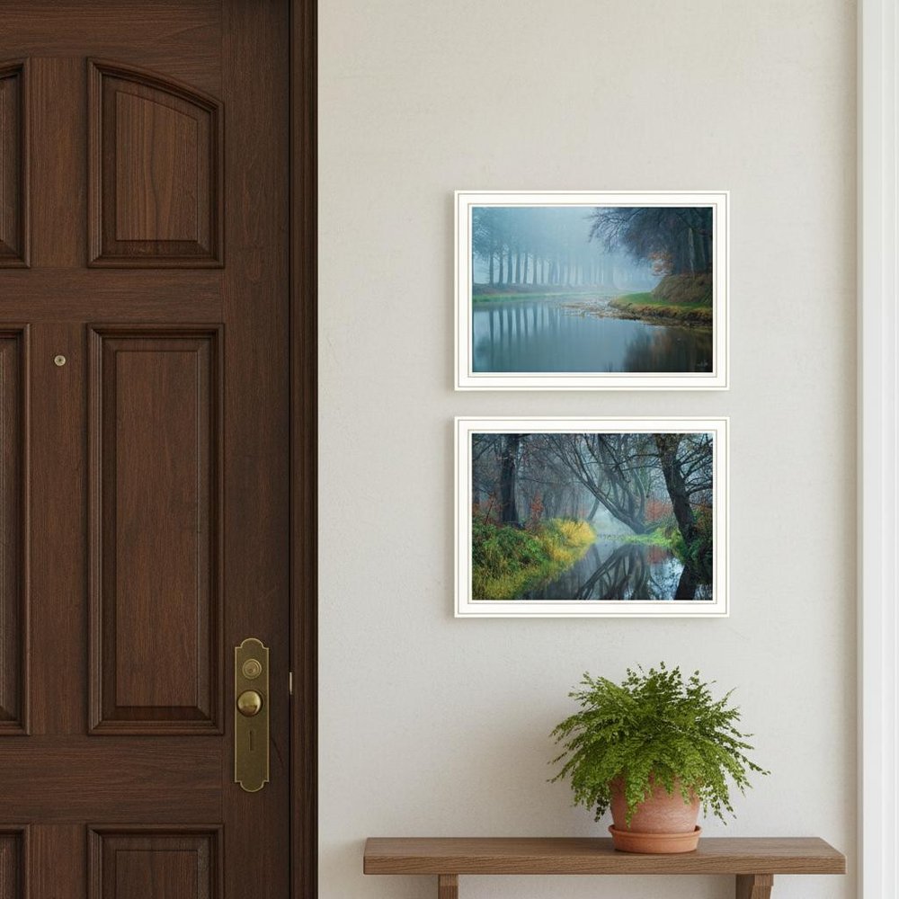 Set Of Two Misty Rivers White Framed Wall Art — view 4