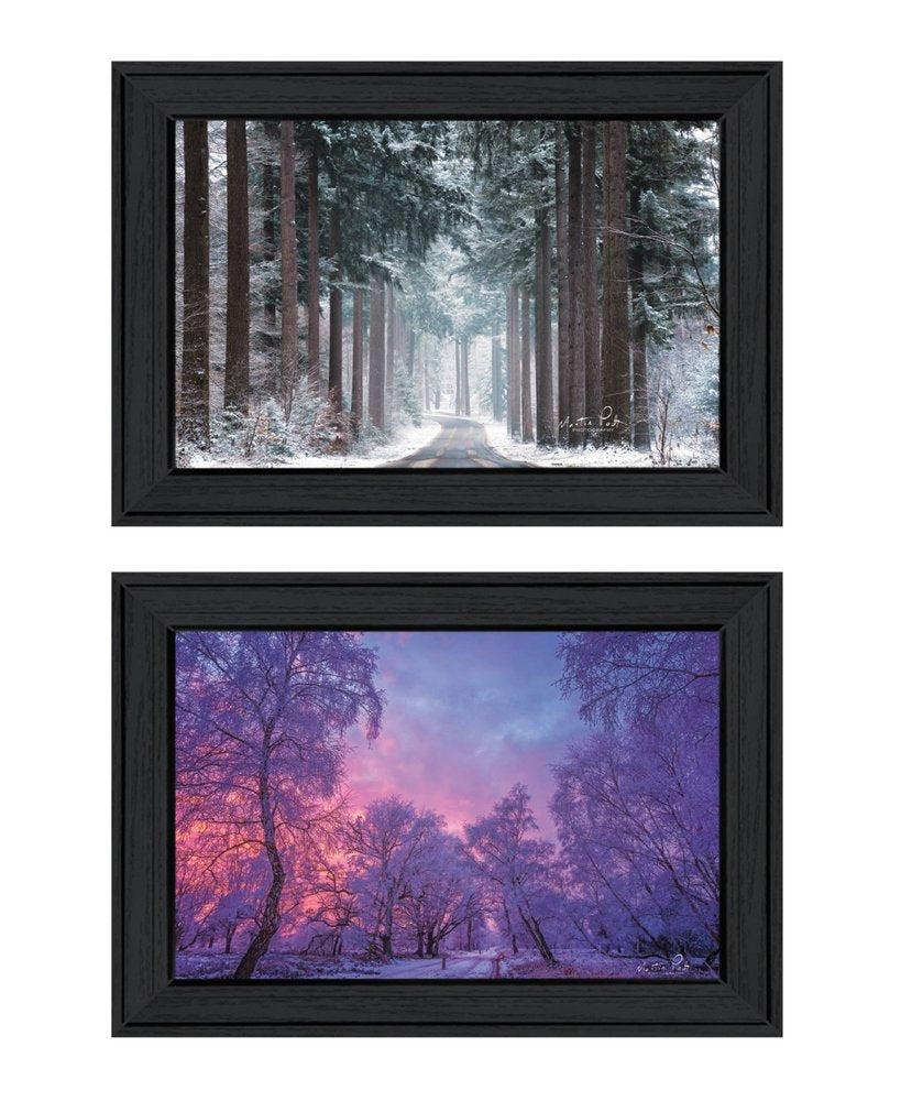 Set Of Two Winter Wonderland Black Framed Wall Art — view 1