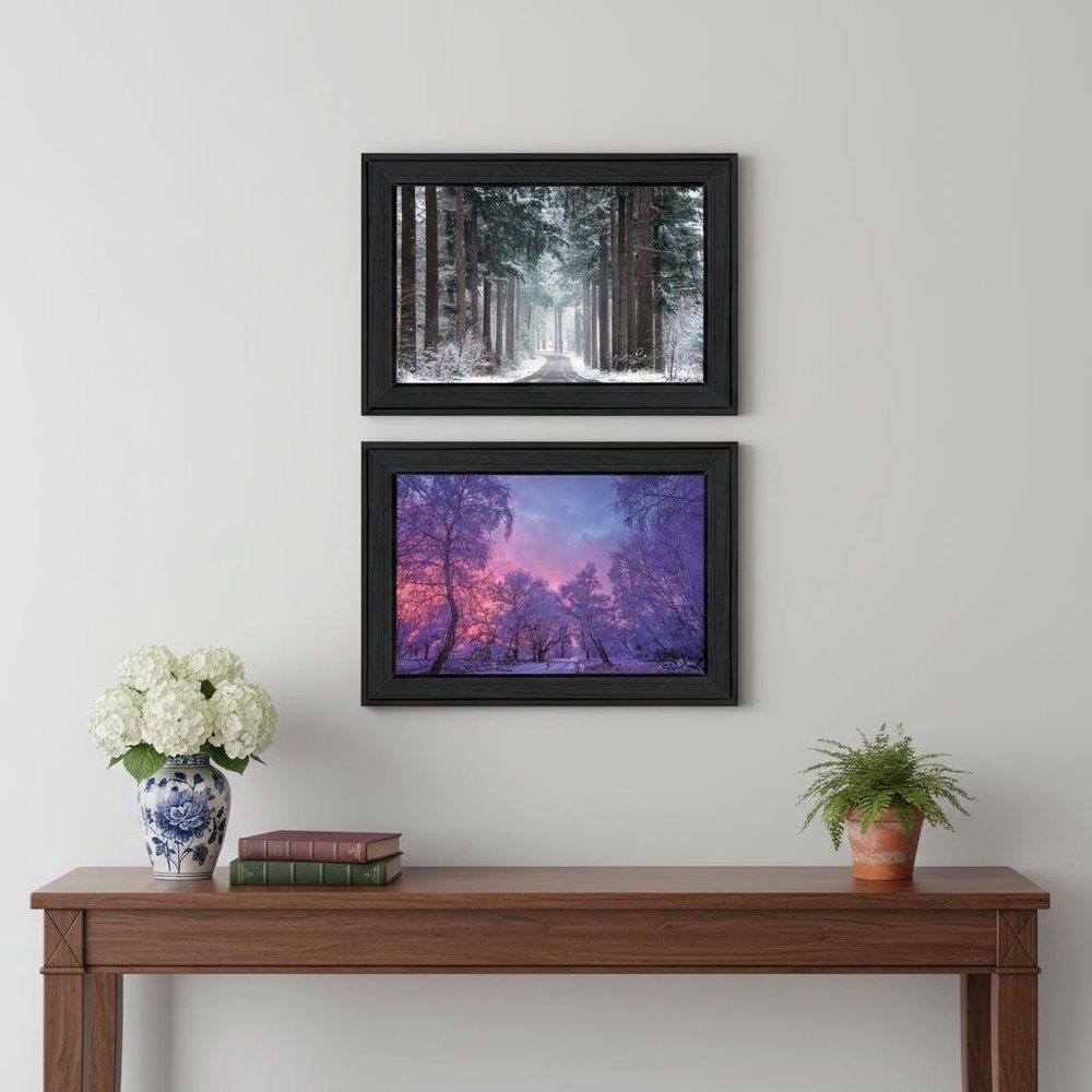 Set Of Two Winter Wonderland Black Framed Wall Art — view 4