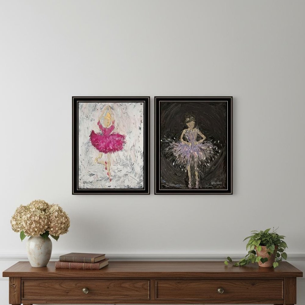 Set Of Two "Ballerina Dancers" Black Framed Wall Art — view 4