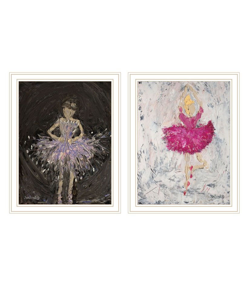 Set Of Two "Ballerina Dancers" White Framed Wall Art — view 2