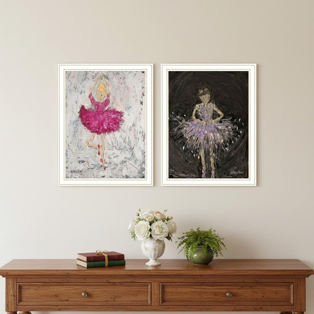 Set Of Two "Ballerina Dancers" White Framed Wall Art — view 4