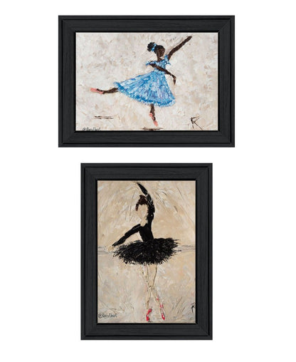 Set Of Two "Ballerina Collection" Black Framed Wall Art