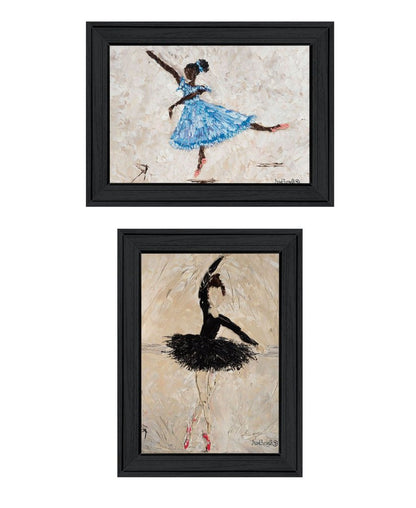 Set Of Two "Ballerina Collection" Black Framed Wall Art