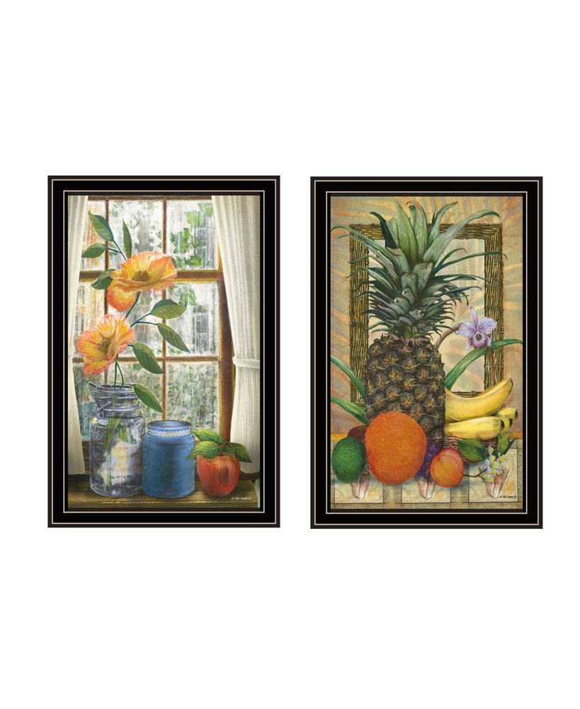 Set Of Two Flowers And Fruit Black Framed Kitchen Wall Art — view 1