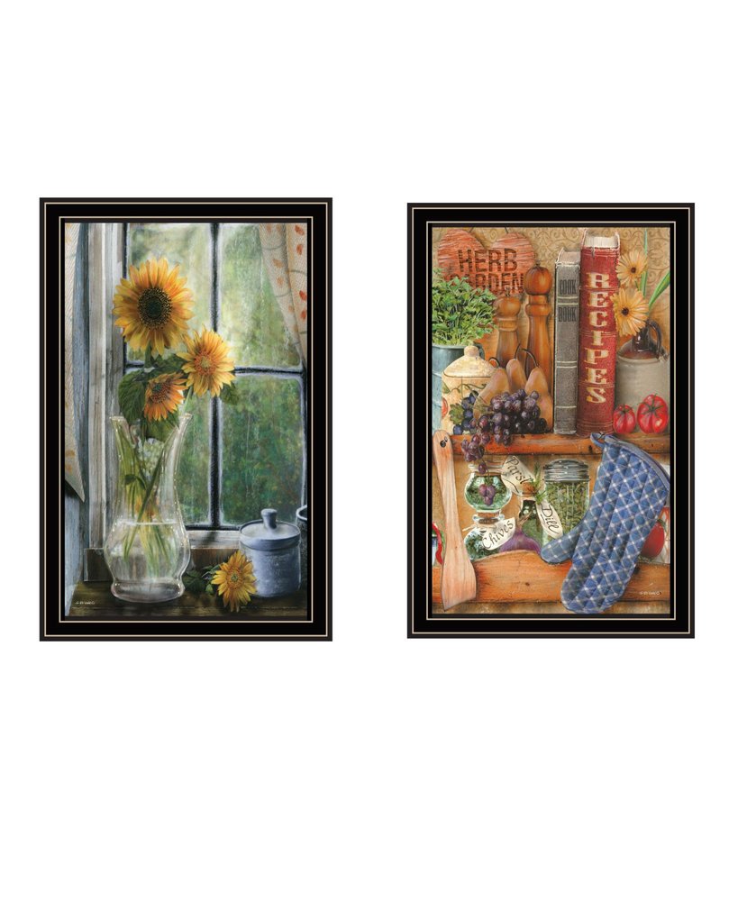 Set Of Two Herbal and Floral Black Framed Kitchen Wall Art — view 1