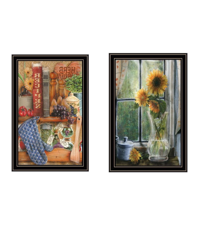 Set Of Two Herbal and Floral Black Framed Kitchen Wall Art — view 3