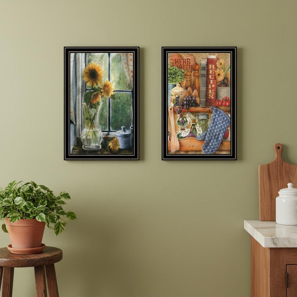 Set Of Two Herbal and Floral Black Framed Kitchen Wall Art — view 4