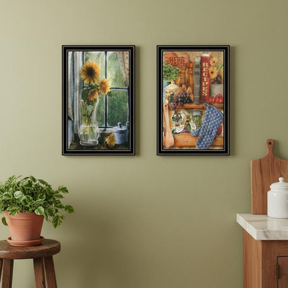 Set Of Two Herbal and Floral Black Framed Kitchen Wall Art HomeRoots
