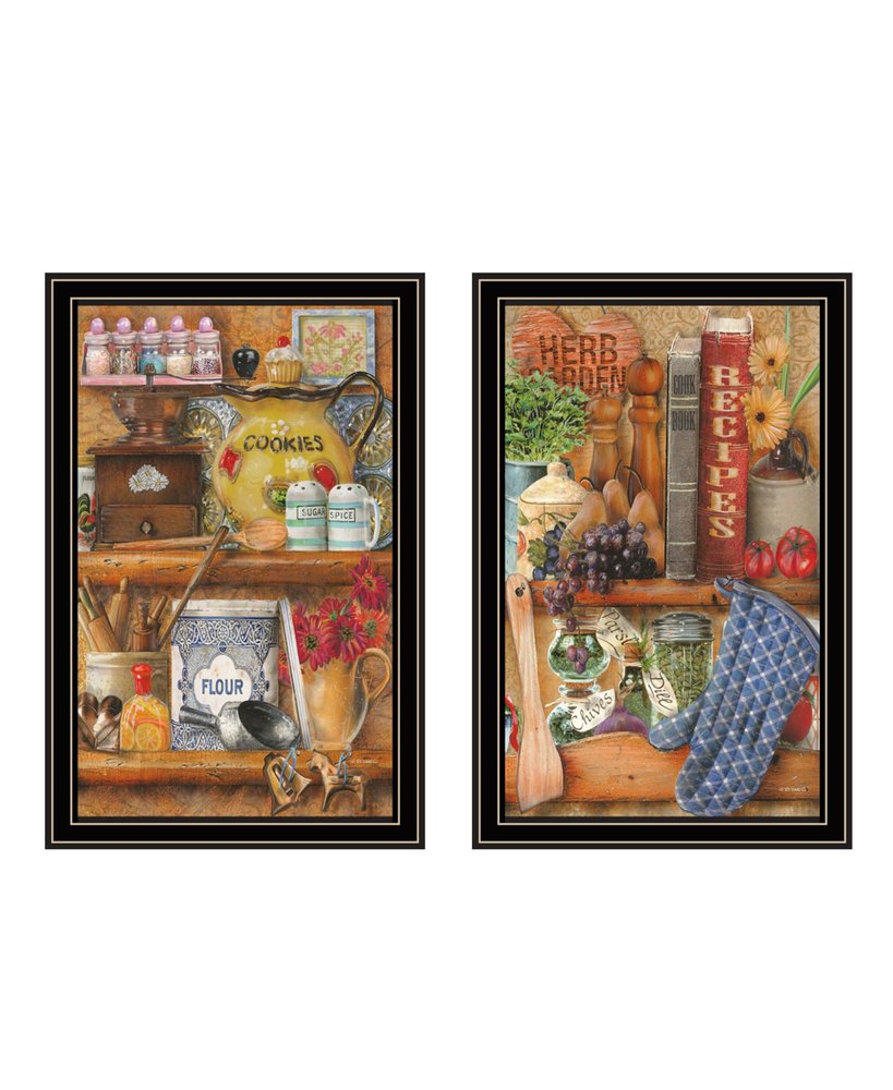 Set Of Two Sugar Spice And Herbs Black Framed Kitchen Wall Art — view 1