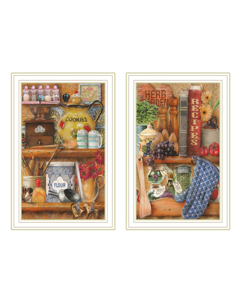 Set Of Two Sugar Spice And Herbs White Framed Kitchen Wall Art — view 1
