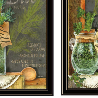 Set Of Two Dill And Parsley Black Framed Kitchen Wall Art