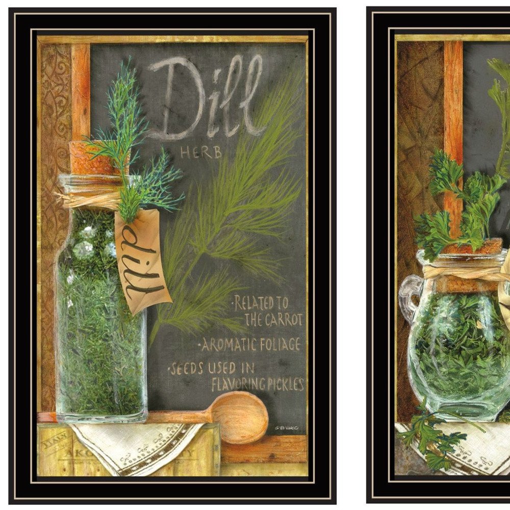 Set Of Two Dill And Parsley Black Framed Kitchen Wall Art — view 3