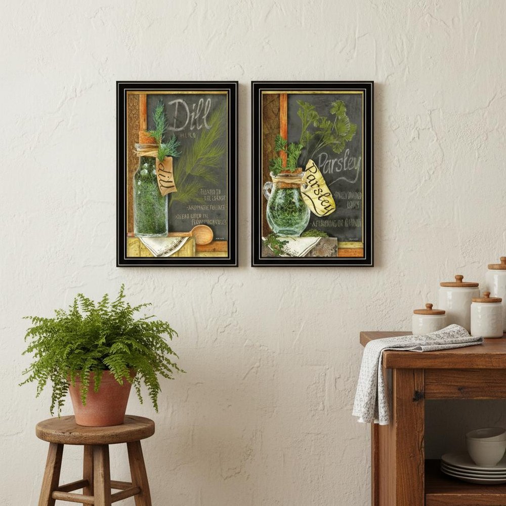 Set Of Two Dill And Parsley Black Framed Kitchen Wall Art — view 4