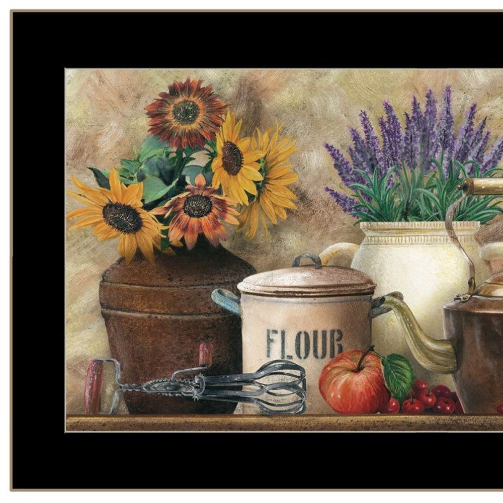 Set Of Three Antique Kitchen with Sugar And Spice Black Framed Kitchen Wall Art — view 3