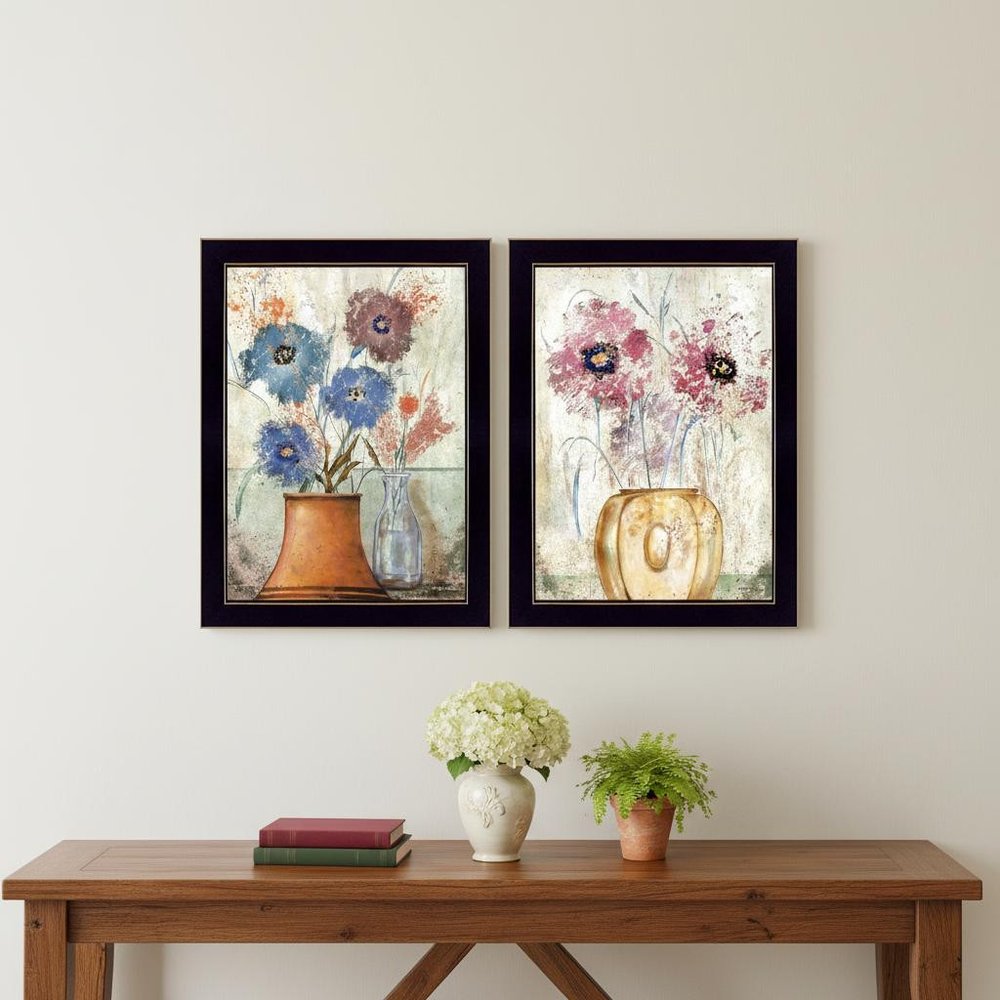 Set Of Two Floral Dreams Black Framed Wall Art