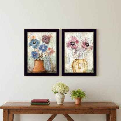 Set Of Two Floral Dreams Black Framed Wall Art