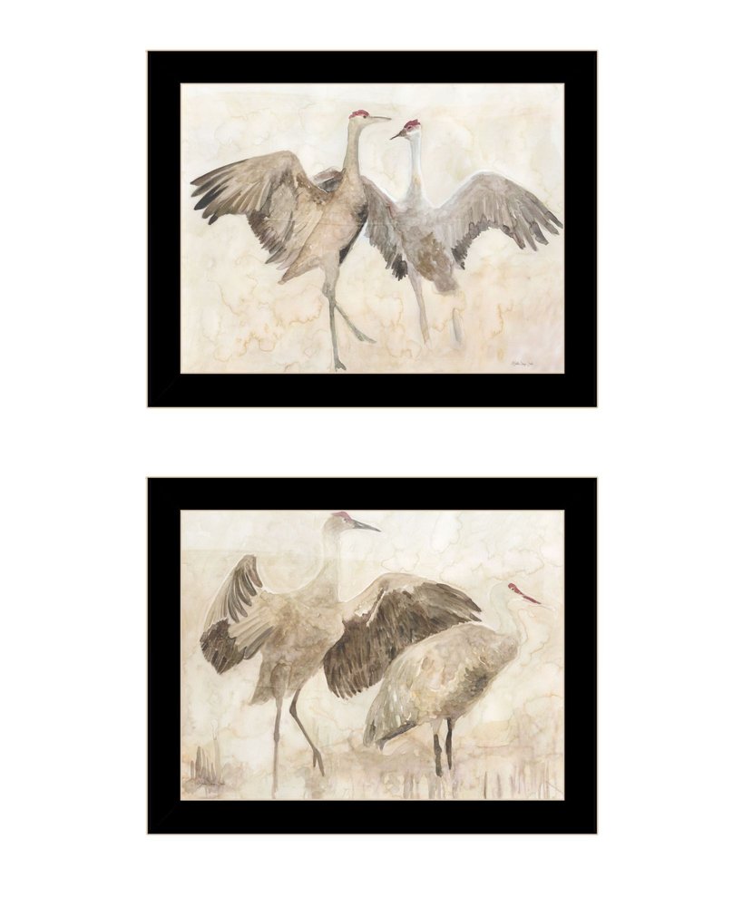 Set Of Two Sandhill Cranes Black Framed Wall Art