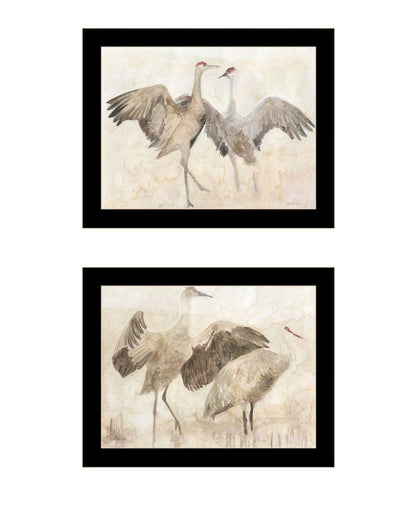 Set Of Two Sandhill Cranes Black Framed Wall Art