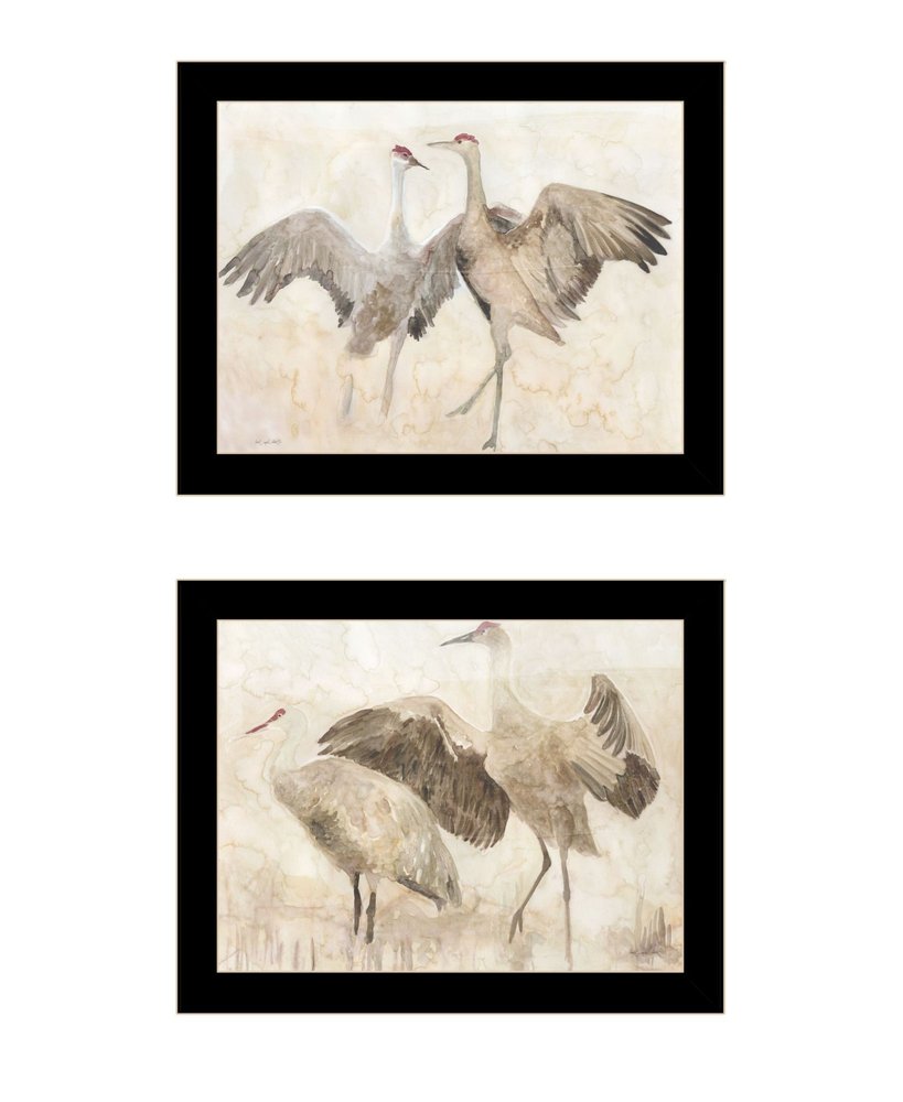Set Of Two Sandhill Cranes Black Framed Wall Art