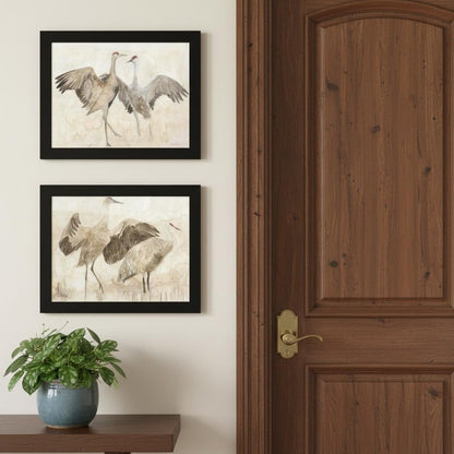 Set Of Two Sandhill Cranes Black Framed Wall Art