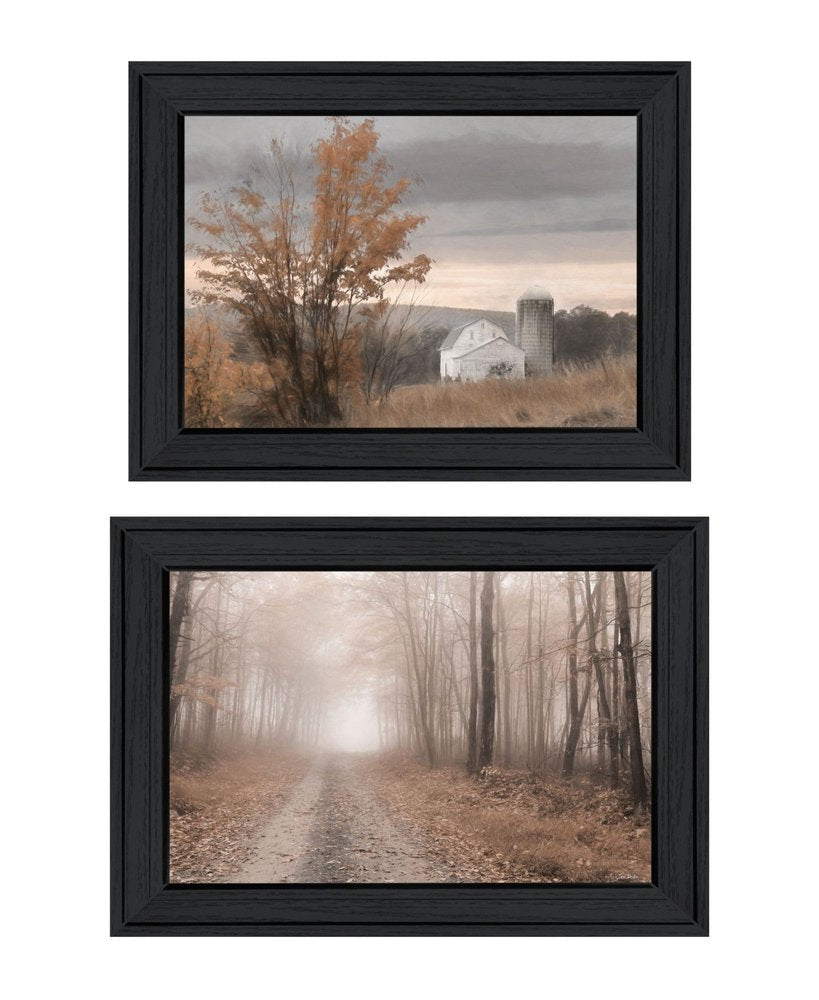 Set Of Two Watkins Glen Farm in Autumn Black Framed Wall Art