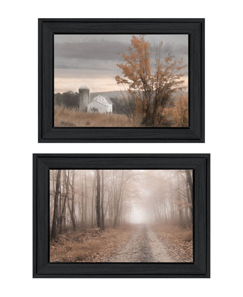 Set Of Two Watkins Glen Farm in Autumn Black Framed Wall Art — view 2