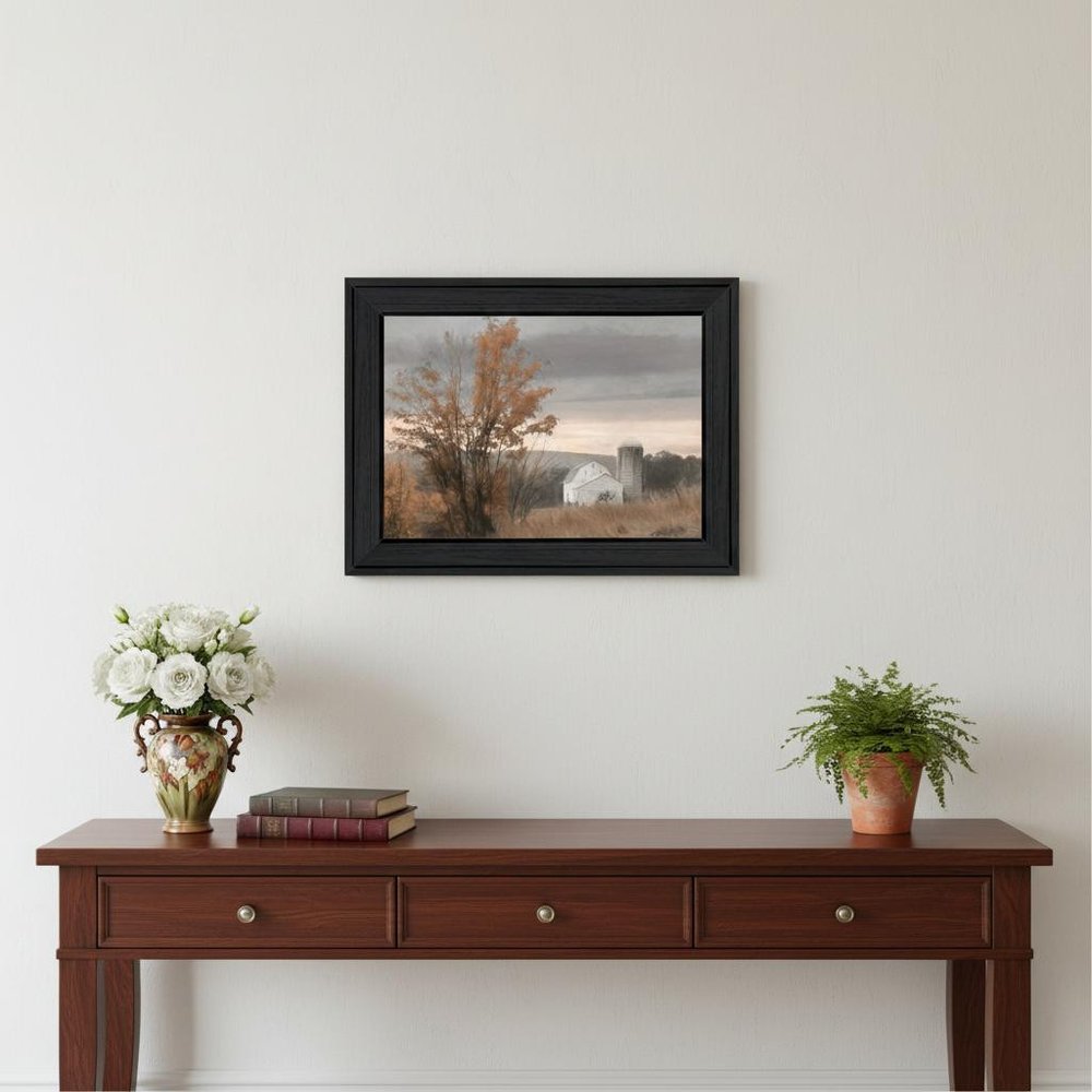 Set Of Two Watkins Glen Farm in Autumn Black Framed Wall Art