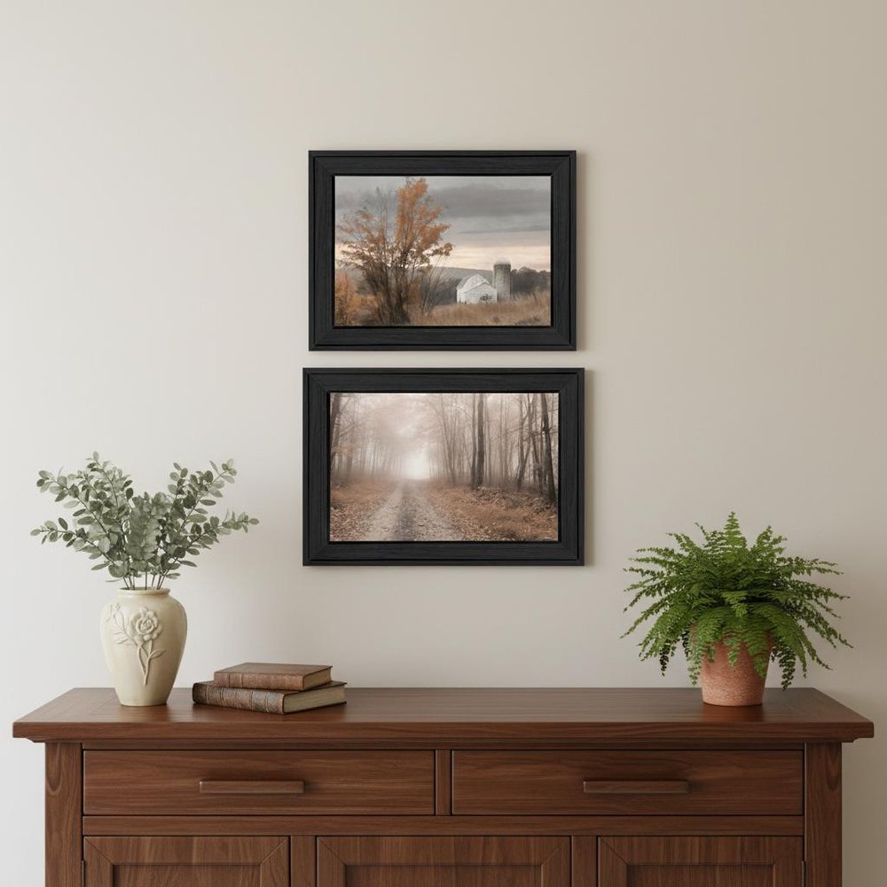 Set Of Two Watkins Glen Farm in Autumn Black Framed Wall Art — view 7