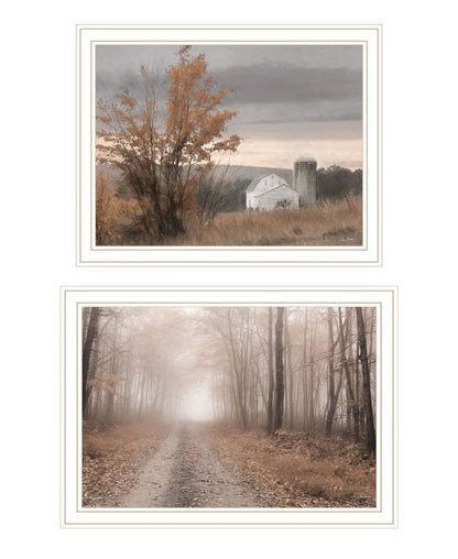 Set Of Two Watkins Glen Farm in Autumn White Framed Wall Art