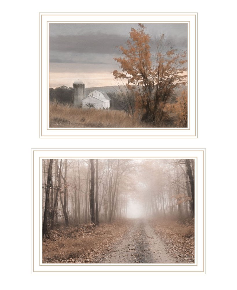 Set Of Two Watkins Glen Farm in Autumn White Framed Wall Art — view 2