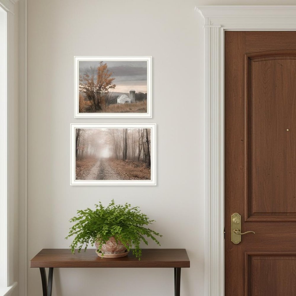 Set Of Two Watkins Glen Farm in Autumn White Framed Wall Art