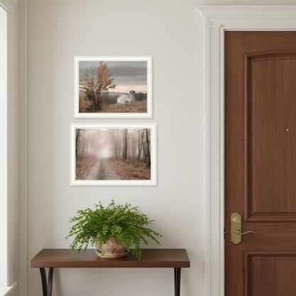 Set Of Two Watkins Glen Farm in Autumn White Framed Wall Art